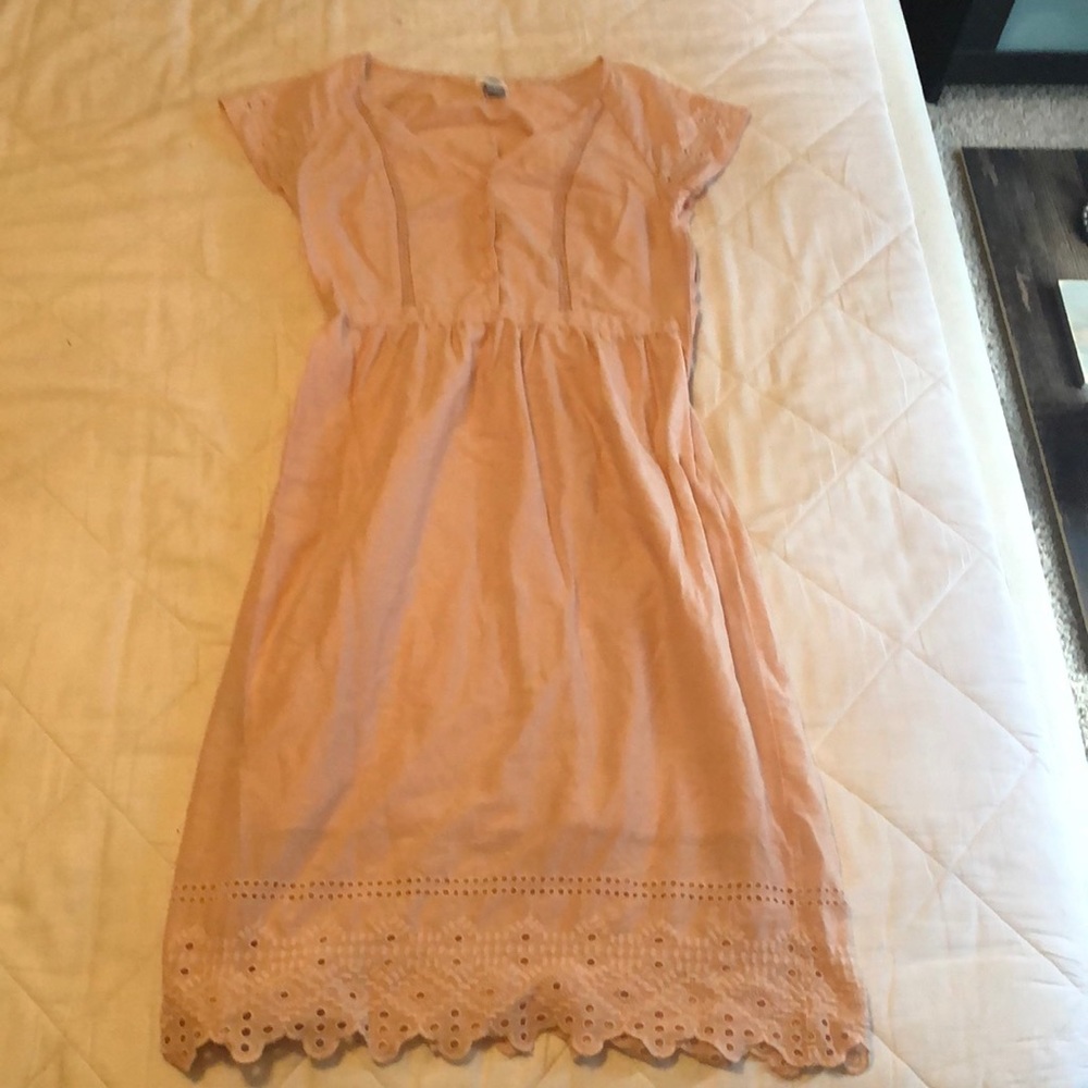 Pink cap sleeve mid length spring dress